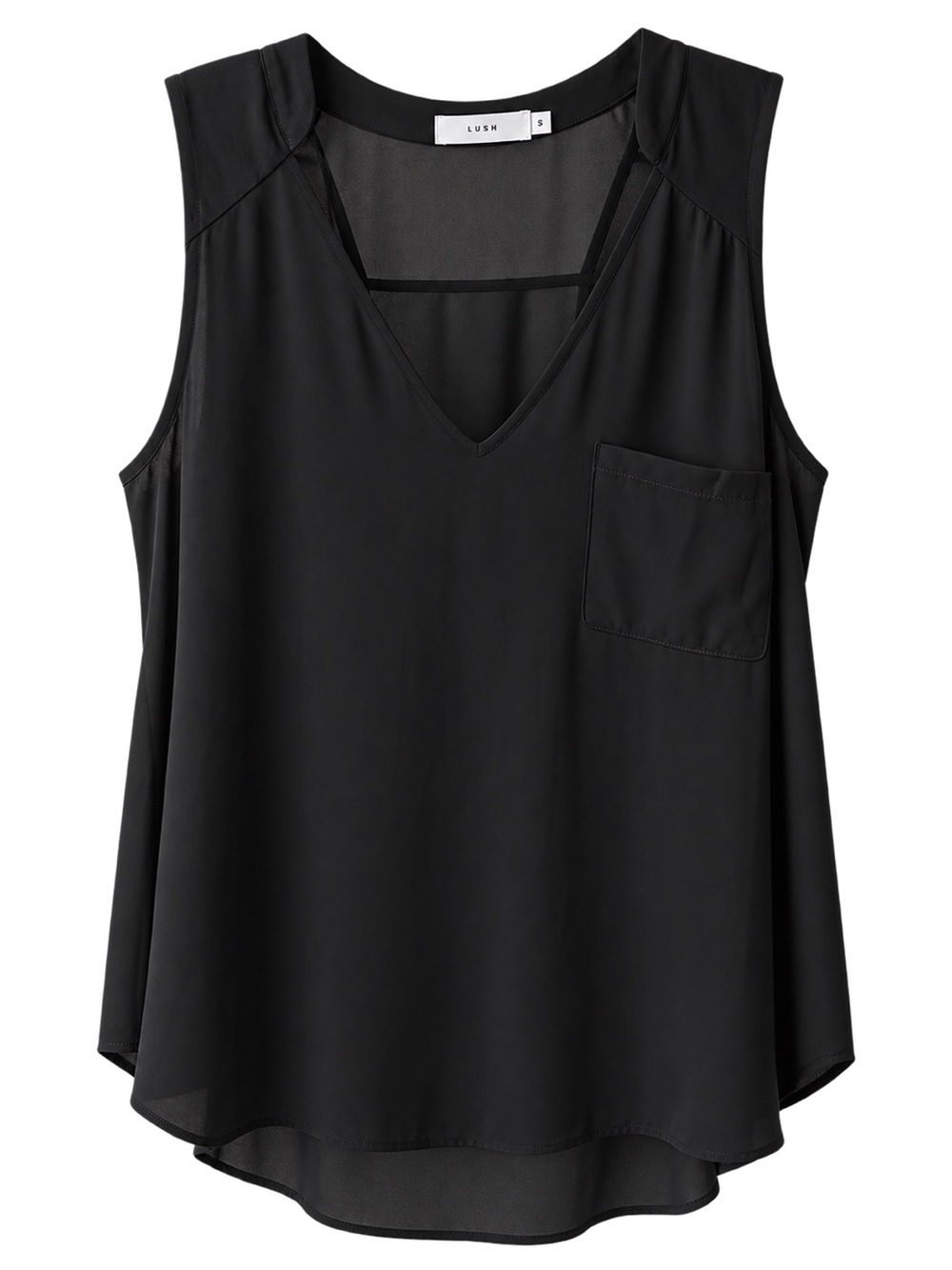 Lush Black V-Neck Sleeveless Pocket Camisole
